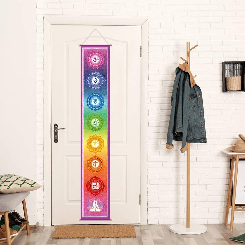 Funnytree 12"x71" Large Yoga Tapestry Meditation Studio Room 7 Chakra Mandala Hanging Banner Wall Poster Door Decor Porch Sign Indoor Outdoor Durable Fabric - Image 5