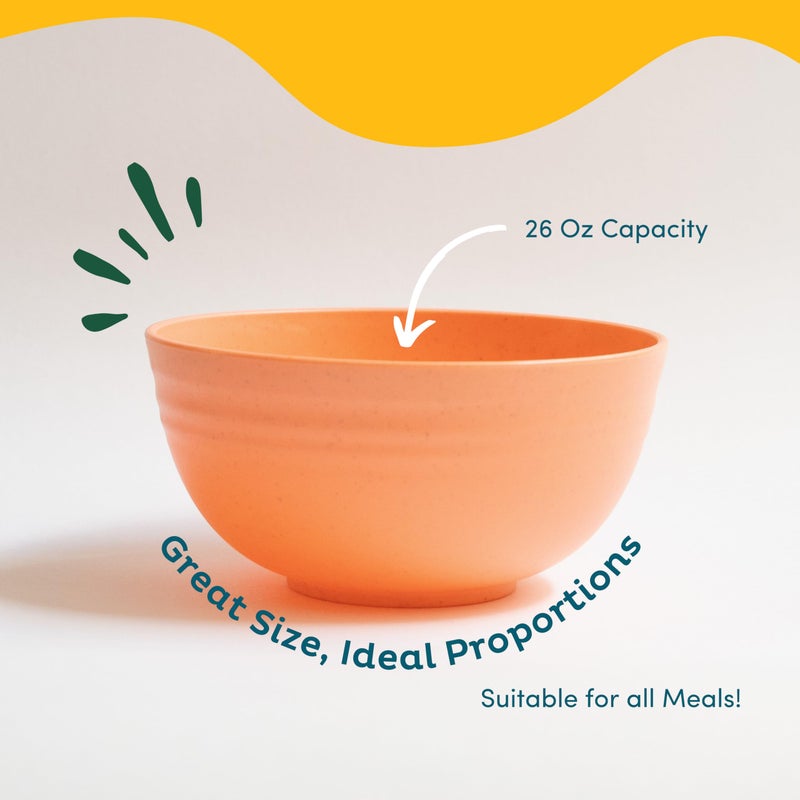 Nook Theory Wheat Straw Bowls - 26 Oz Cereal Bowls Sets 8 Unbreakable Dinnerware  Microwave Safe Bowls and Dishwasher Safe Bowls  Alternative for Plastic Bowls  Snack Bowls  Soup Bowls (Urban) - Image 2