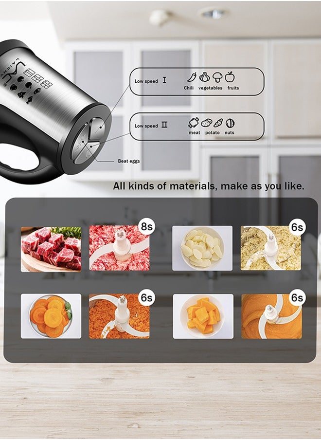 LAC - Electric Food Chopper, 3L Meat Grinder 3 Speeds Food Processor Stainless Steel  Food Processor Elegant Slicer With Integrated 4-Sharp Blades And Child Safety Lock - Image 1