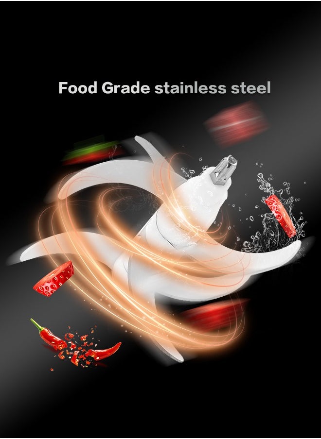 LAC - Electric Food Chopper, 3L Meat Grinder 3 Speeds Food Processor Stainless Steel  Food Processor Elegant Slicer With Integrated 4-Sharp Blades And Child Safety Lock - Image 1