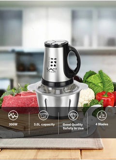 Electric Food Chopper, 3L Meat Grinder 3 Speeds Food Processor Stainless Steel  Food Processor Elegant Slicer With Integrated 4-Sharp Blades And Child Safety Lock - pzsku/Z2E6C7BC0F82E79A03A63Z/45/_/1721984791/52db2baf-6cc9-4bbd-bfce-1308dfe8a99c