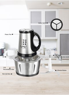 Electric Food Chopper, 3L Meat Grinder 3 Speeds Food Processor Stainless Steel  Food Processor Elegant Slicer With Integrated 4-Sharp Blades And Child Safety Lock - pzsku/Z2E6C7BC0F82E79A03A63Z/45/_/1721984803/e09fa445-fba6-403d-be12-3333372d8ba8