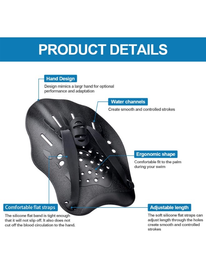SANMUGEED Swimming Hand Paddles for Adult and Junior (1 Pair), Power Strength Train Swim Fins Pool Exercise Swimming Accessories for Novice and Professional Use - Image 2