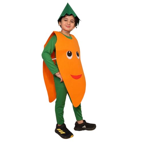 Kaku Fancy Dresses Polyester Carrot Vegetable Costume -Orange & Green, 5-6 Years, for Boys & Girls - Image 5