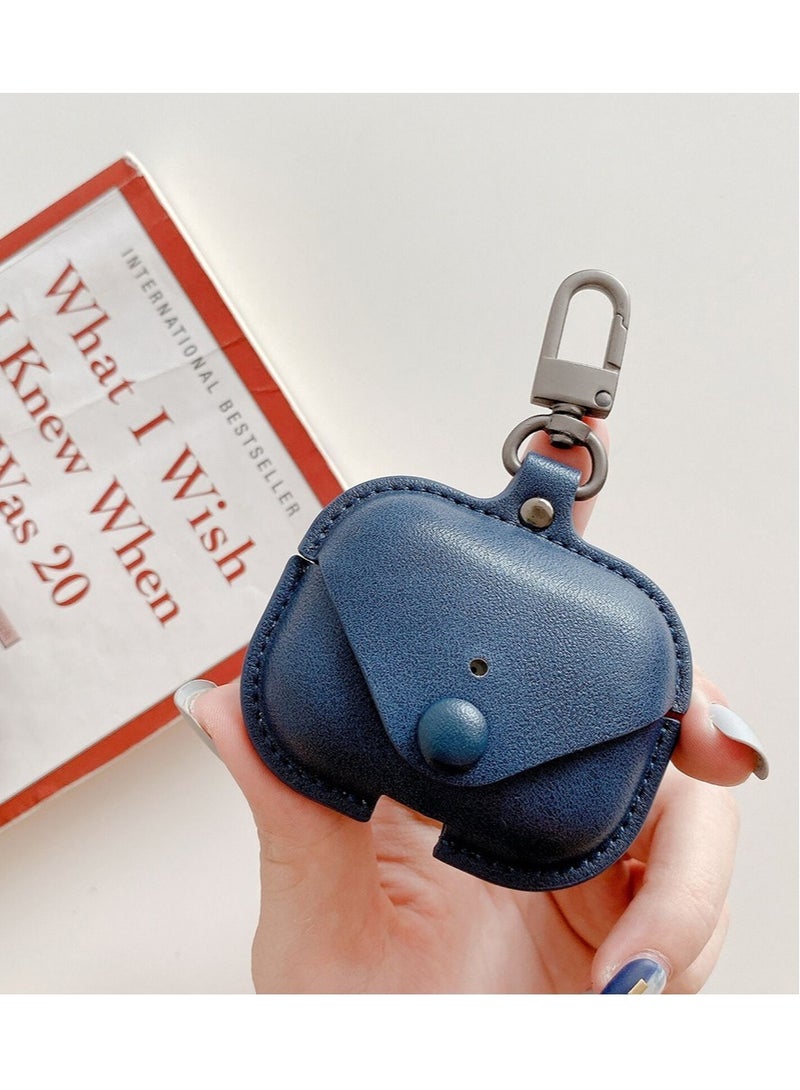 غطاء علبة سماعات متوافق مع Pro | علبة جلدية أصلية مع سلسلة مفاتيح معدنية - Image 2