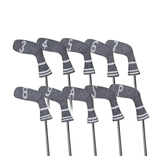 Scott Edward 10 Pcs Iron Golf Club Covers Set Cuteness and Basically Socks Shape Washable & Durable Golf Club Head Protector (Silver Gray) - Image 4