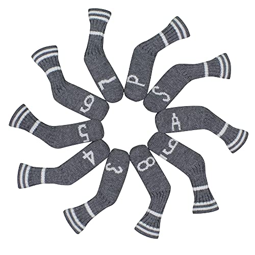 Scott Edward 10 Pcs Iron Golf Club Covers Set Cuteness and Basically Socks Shape Washable & Durable Golf Club Head Protector (Silver Gray) - Image 2