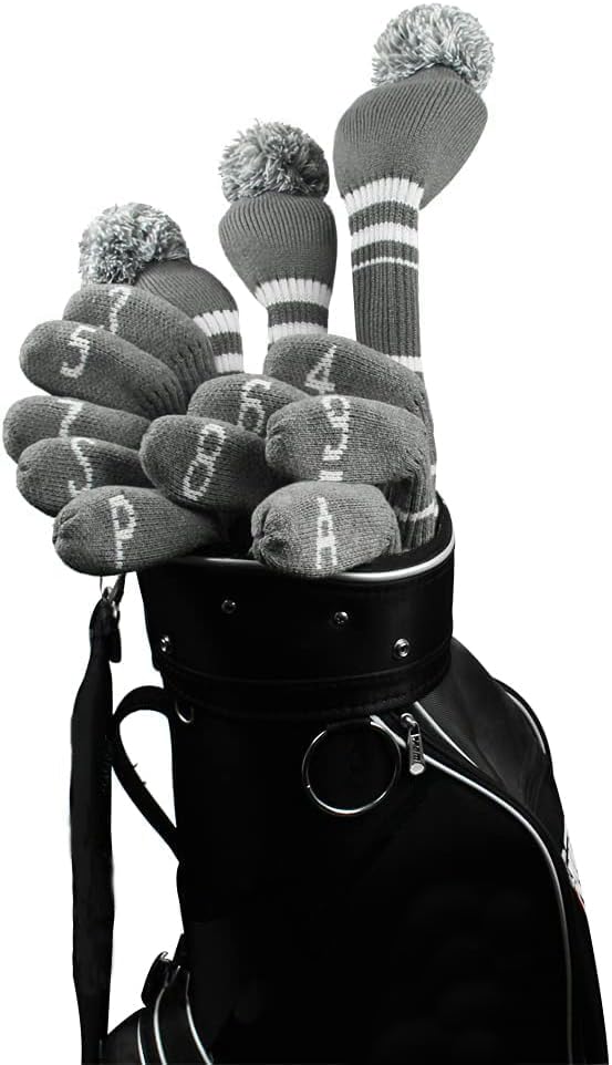 Scott Edward 10 Pcs Iron Golf Club Covers Set Cuteness and Basically Socks Shape Washable & Durable Golf Club Head Protector (Silver Gray) - Image 3