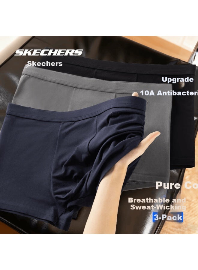 Skechers Men's Official 10a Antibacterial Cotton Underwear Comfortable Breathable Boxer Briefs Sports Four-point Underwear Gift Box Set - Image 1