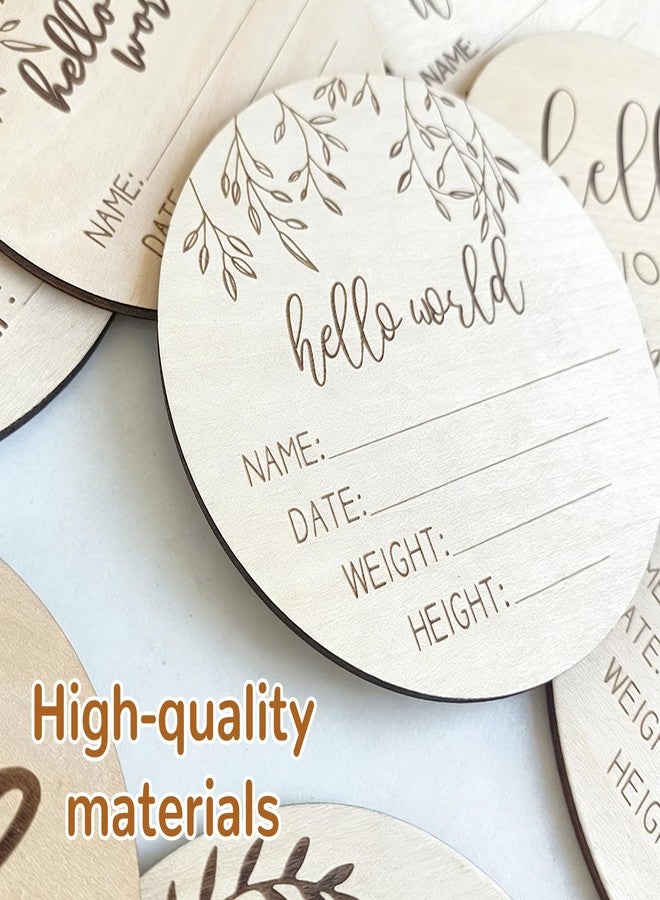 Hganxiu Baby Announcement Sign Name,Hello World Newborn Sign,4 Inch Wooden Welcome Baby Milestone Signs - Image 3