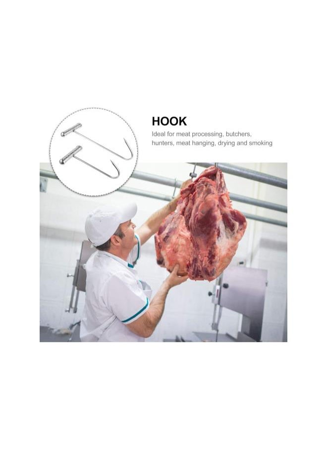 silvercnc - silvercnc 2pcs T Shaped Boning Hooks Stainless Steel Meat Hook for Butchering Heavy Duty Butcher Hooks with Handle Meat Hangers for Bacon Sausage - Image 1