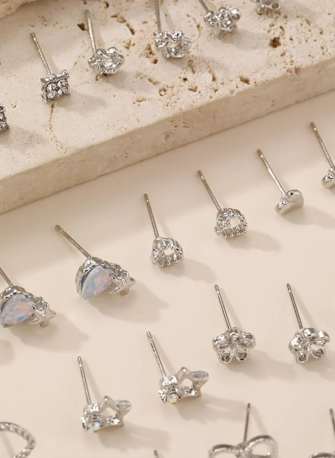 تايك تو Set of 20 - Heart and Bow Stud Earrings