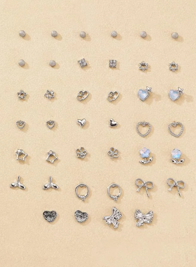 تايك تو Set of 20 - Heart and Bow Stud Earrings