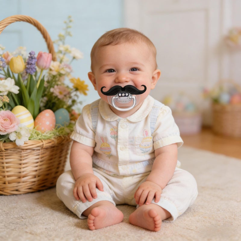 Intatikoo Funny Baby Pacifiers,Mustache Pacifiers 0-18 Months for Babies,Mustache Binky,Gift for Newborns,Infants,Toddlers,Baby Boys,BPA Free(Mustache Pacifiers) - Image 4