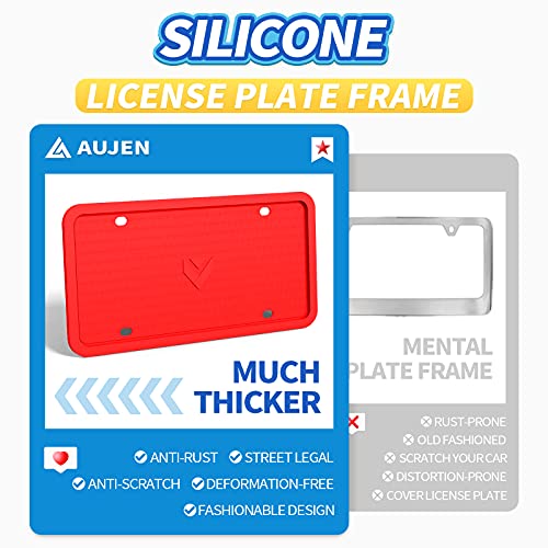 Aujen Silicone License Plate Frames 2 PCS for US Standard Car, Rattle-Proof and Easy Installation License Plate Holder (Black) - Image 4