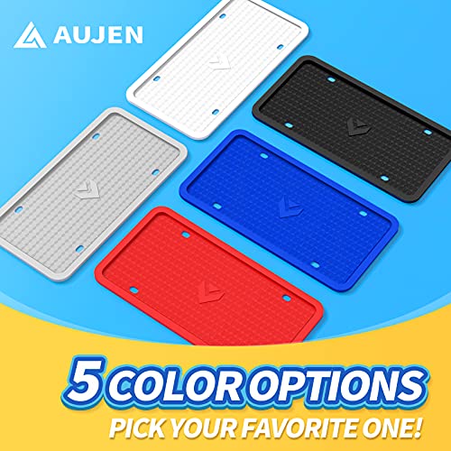 Aujen Silicone License Plate Frames 2 PCS for US Standard Car, Rattle-Proof and Easy Installation License Plate Holder (Black) - Image 2
