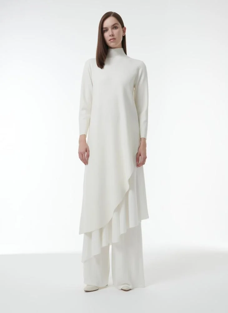 Leem Asymmetric Skirt Overlay Knitted Trousers