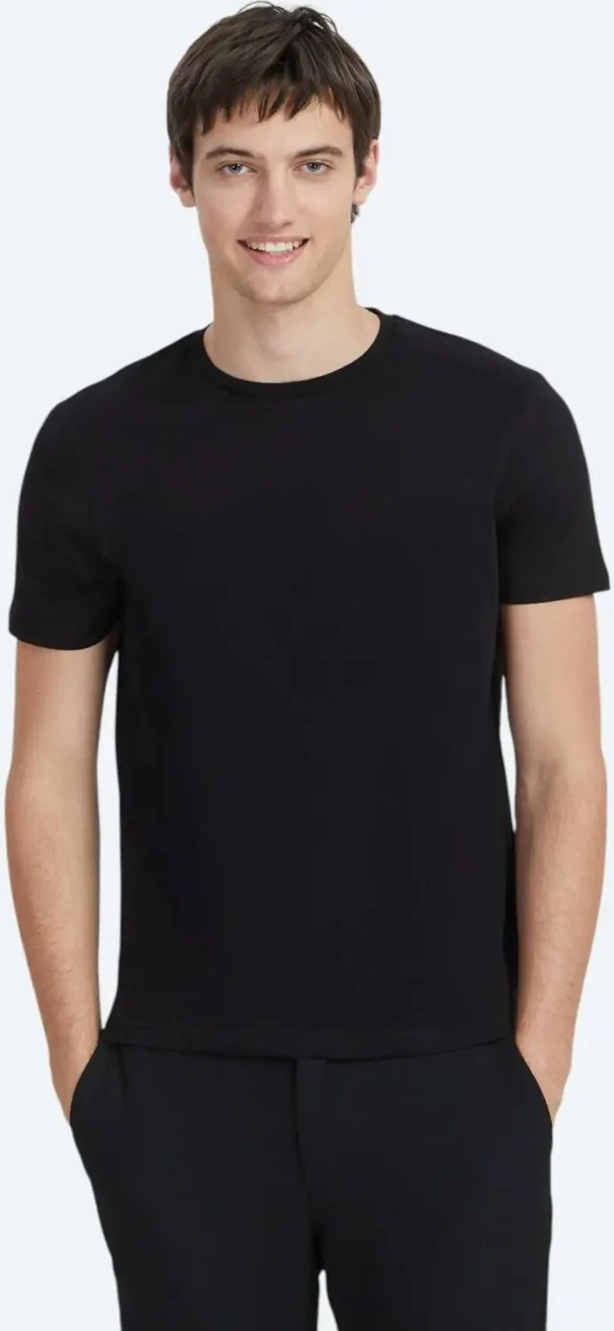 Kip Black Plain Crew Neck 100% Cotton T-Shirt