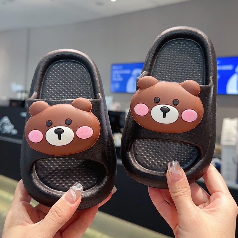 New Cartoon Three-Dimensional Bear Children'S Slippers Boys' Outer Wear Non-Slip Deodorant Soft Bottom Baby Sandals And Slippers - Image 1