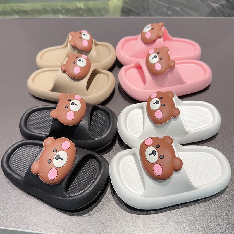 New Cartoon Three-Dimensional Bear Children'S Slippers Boys' Outer Wear Non-Slip Deodorant Soft Bottom Baby Sandals And Slippers - Image 3
