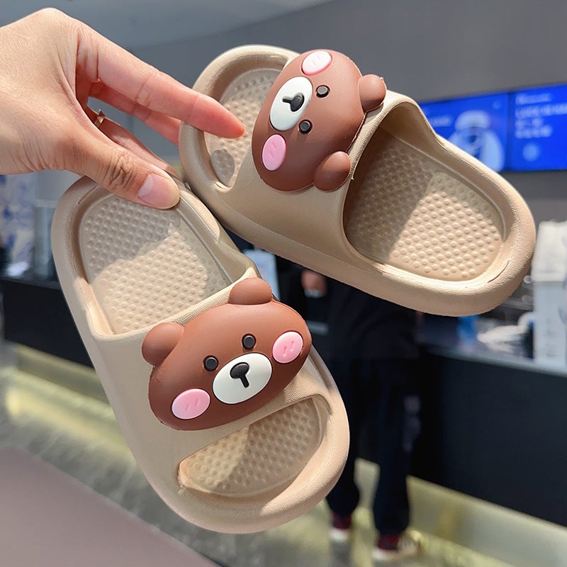 New Cartoon Three-Dimensional Bear Children'S Slippers Boys' Outer Wear Non-Slip Deodorant Soft Bottom Baby Sandals And Slippers - Image 5