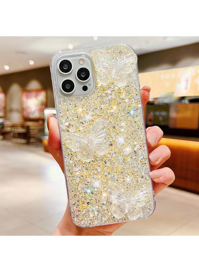 S-TOP Case For iPhone 13 Pro Max Starry Sequin Crystal Butterflies Epoxy TPU Phone Case - Image 2