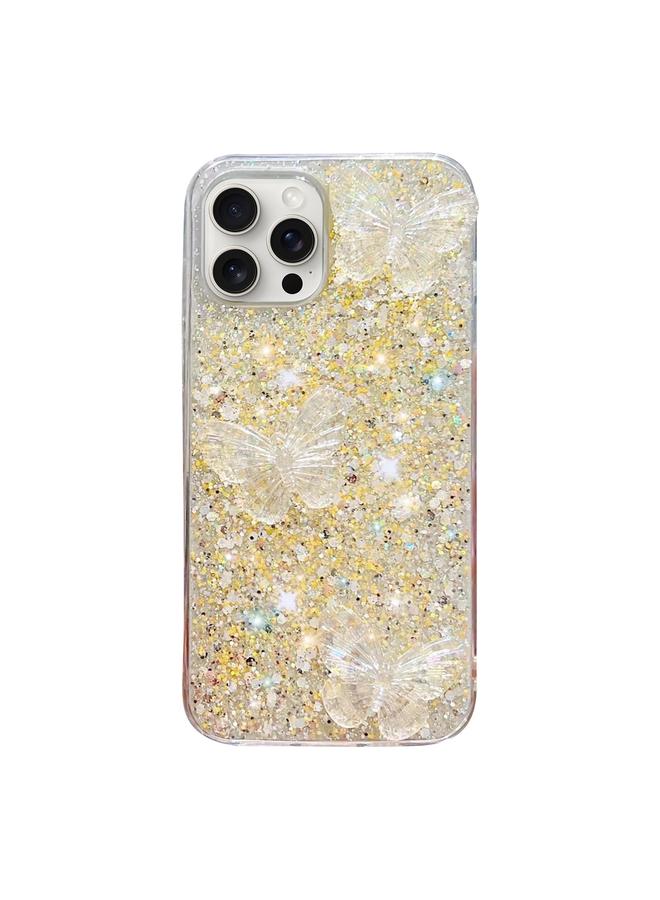 S-TOP Case For iPhone 13 Pro Max Starry Sequin Crystal Butterflies Epoxy TPU Phone Case - Image 1