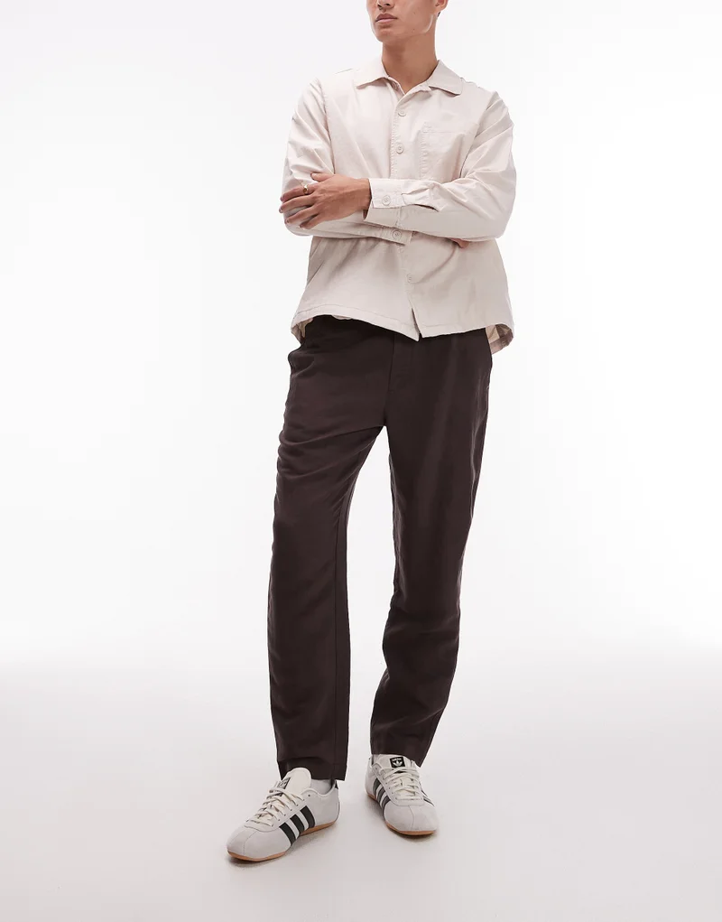 توب مان Tapered Fit Linen Trouser