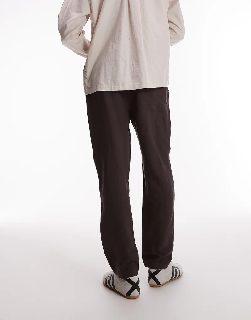 توب مان Tapered Fit Linen Trouser
