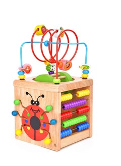 Wooden Activity Cube Deluxe Multi-Function CPSC Certified Bead Maze Educational Toy 1 Year Old Toy