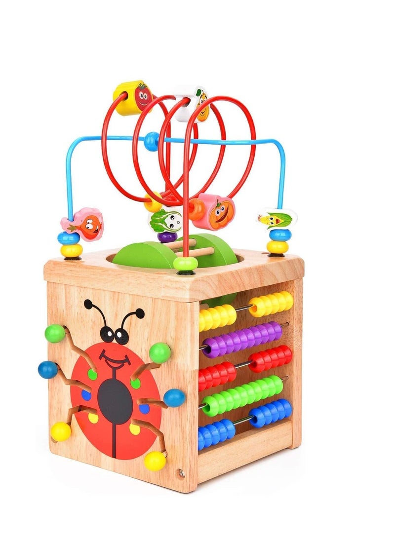 Generic - Wooden Activity Cube Deluxe Multi-Function CPSC Certified Bead Maze Educational Toy 1 Year Old Toy - Image 1