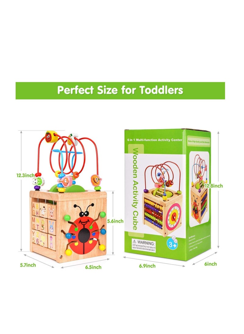 Generic - Wooden Activity Cube Deluxe Multi-Function CPSC Certified Bead Maze Educational Toy 1 Year Old Toy - Image 1