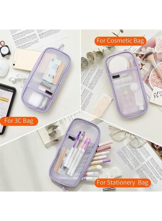 Grid Mesh Pen Pencil Case, Clear Pencil Case for Exams, Stationary Bag, Clear Makeup Color Pouch Cosmetics Bag, Clear Mesh Pencil Pouch for Office Stationery - Image 5