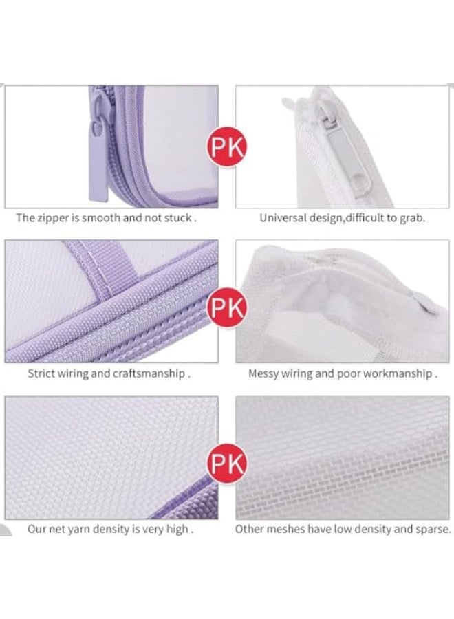 Grid Mesh Pen Pencil Case, Clear Pencil Case for Exams, Stationary Bag, Clear Makeup Color Pouch Cosmetics Bag, Clear Mesh Pencil Pouch for Office Stationery - Image 2