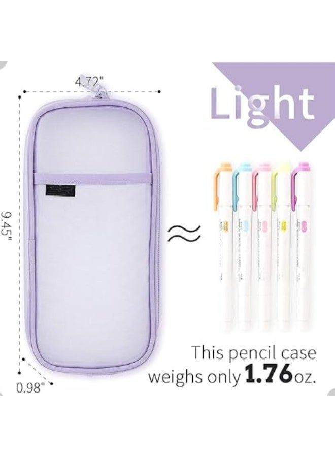 Grid Mesh Pen Pencil Case, Clear Pencil Case for Exams, Stationary Bag, Clear Makeup Color Pouch Cosmetics Bag, Clear Mesh Pencil Pouch for Office Stationery - Image 4