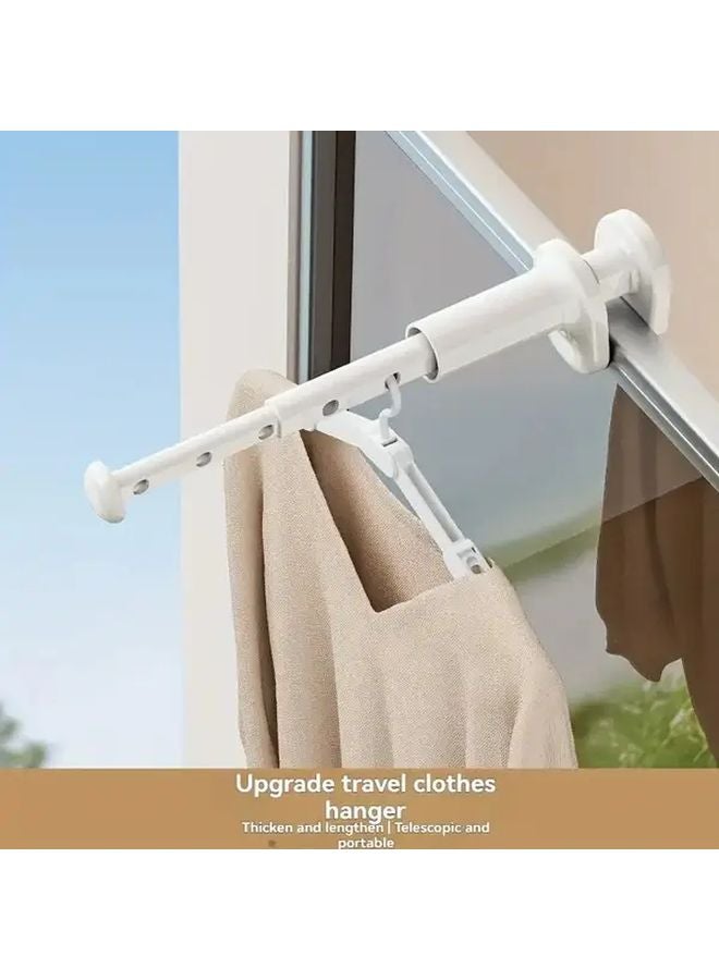 White Foldable Travel Clothes Drying Rack Adjustable Tension Rod No Drill Installation - Image 4
