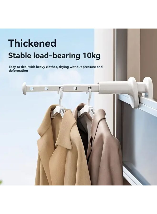 White Foldable Travel Clothes Drying Rack Adjustable Tension Rod No Drill Installation - Image 5
