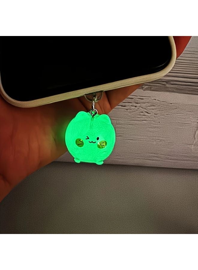 Yellow Glowing Cat Resin Dust Plug For Type C Phone DIY Decorative Pendant - Image 2