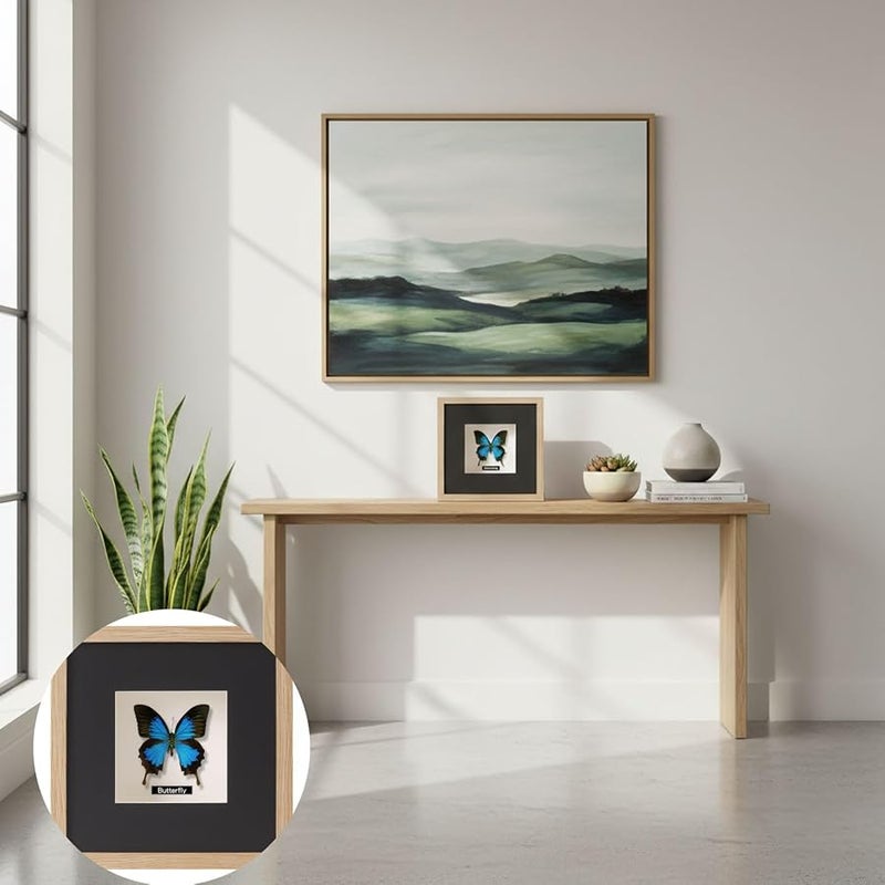 حافظة عرض فراشات بلون الخشب الأصلي مقاس 5.98 × 7.99 بوصة لتزيين منزل هواة الجمع والمكاتب - Image 4