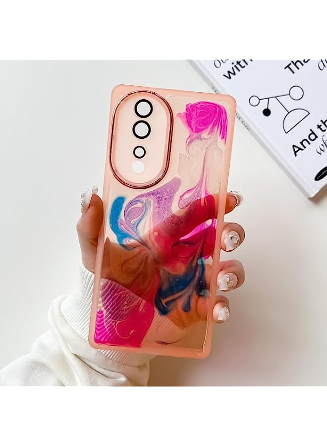 HuHa HuHa Case Cover Compatible For Honor 80 Oil Painting Electroplating TPU Phone Case Pink - Image 1