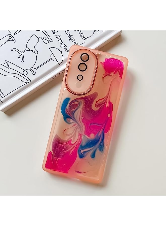 HuHa HuHa Case Cover Compatible For Honor 80 Oil Painting Electroplating TPU Phone Case Pink - Image 2