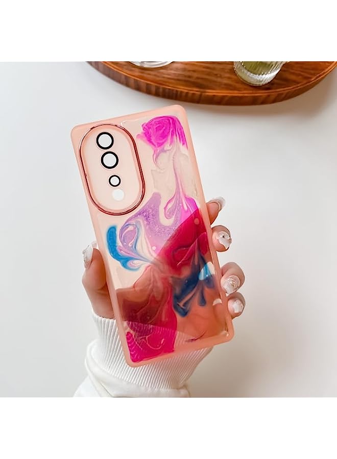HuHa HuHa Case Cover Compatible For Honor 80 Oil Painting Electroplating TPU Phone Case Pink - Image 3
