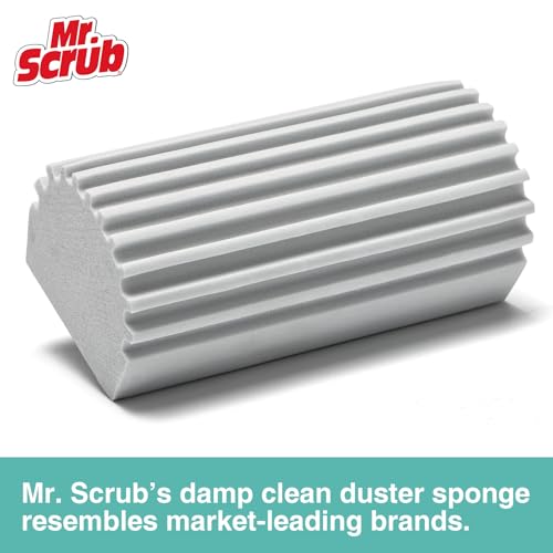 MR. SCRUB 4 Pack Damp Dusting Sponge Duster, Grey Dust Cleaning Sponge, Reusable Household Cleaning Sponge Tool for Blinds, floorboards, Fan Blades, Vents, Glass, Railings, Mirrors - Image 2