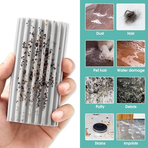 MR. SCRUB 4 Pack Damp Dusting Sponge Duster, Grey Dust Cleaning Sponge, Reusable Household Cleaning Sponge Tool for Blinds, floorboards, Fan Blades, Vents, Glass, Railings, Mirrors - Image 3