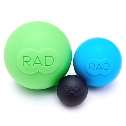 RAD Rounds 3 Density Yoga Massage Ball Set for Deep Tissue Myofascial Release Therapy Balls for Feet Back Neck Jaw Forearms Trigger Point Mobility Therapy 3Pack
