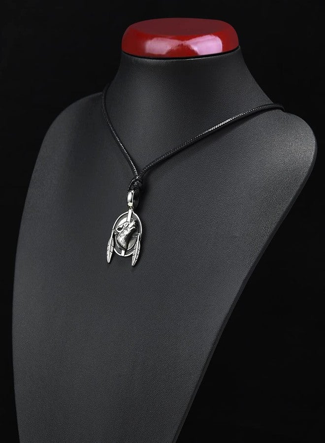 Magic Human Dreamcatcher Necklace - Howling Wolf Jewelry for Men or Women - Antique Finish Stainless Steel Pendant - Courage and Protection Powers Amulet - Cool Vintage Look Talisman - Adjustable Cord Choker - Image 5