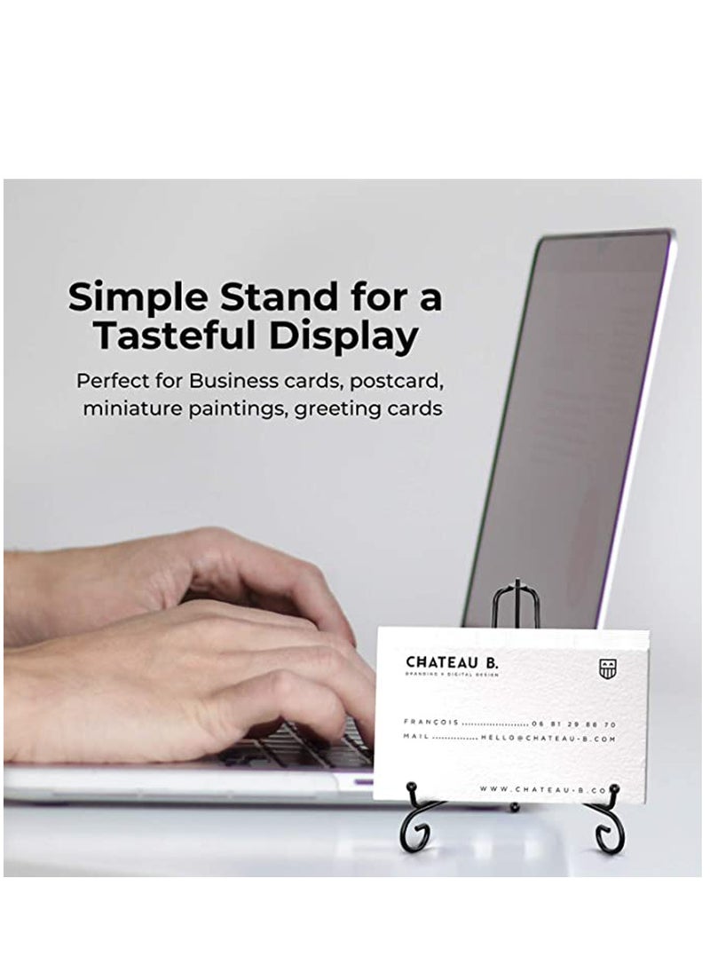 KASTWAVE 4 Pack Iron Display Stand, Black Iron Easel Plate Display Photo Holder Stand, Displays Picture Frames, Cookbooks, Decorative Plates, Tablets and Art  - Image 4