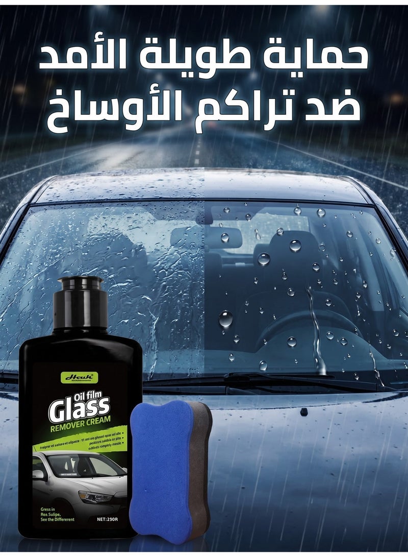 HMK Accessories 150g Car Glass Oil Film Remover with Applicator Sponge – Windshield Cleaner, Water Spot & Rain Stain Remover for Clear Visibility - Image 4