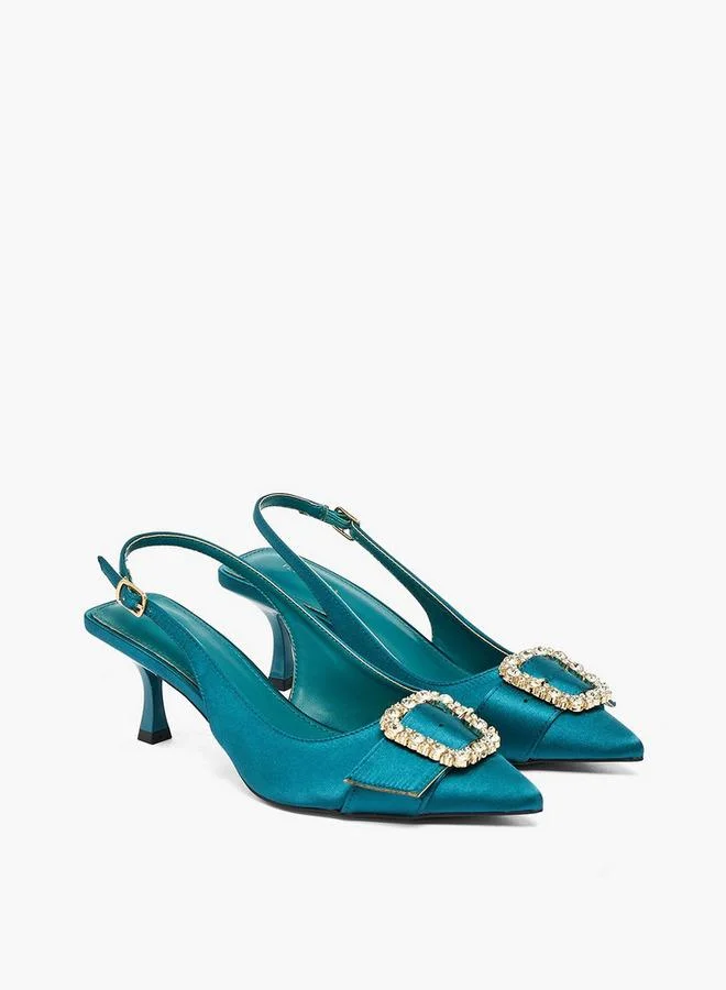 Women Embellished Kitten Heel Pumps