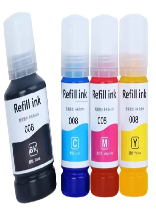 ANG Refill 008 for epssonn L6460/L6490/L6550/L6570/L6580/L11160/L15150/L15160 Printer Black + Tri Color Combo Pack Ink Bottle - Image 1